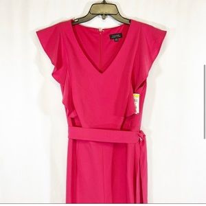 Tahari Pink peplum sleeve jumpsuit